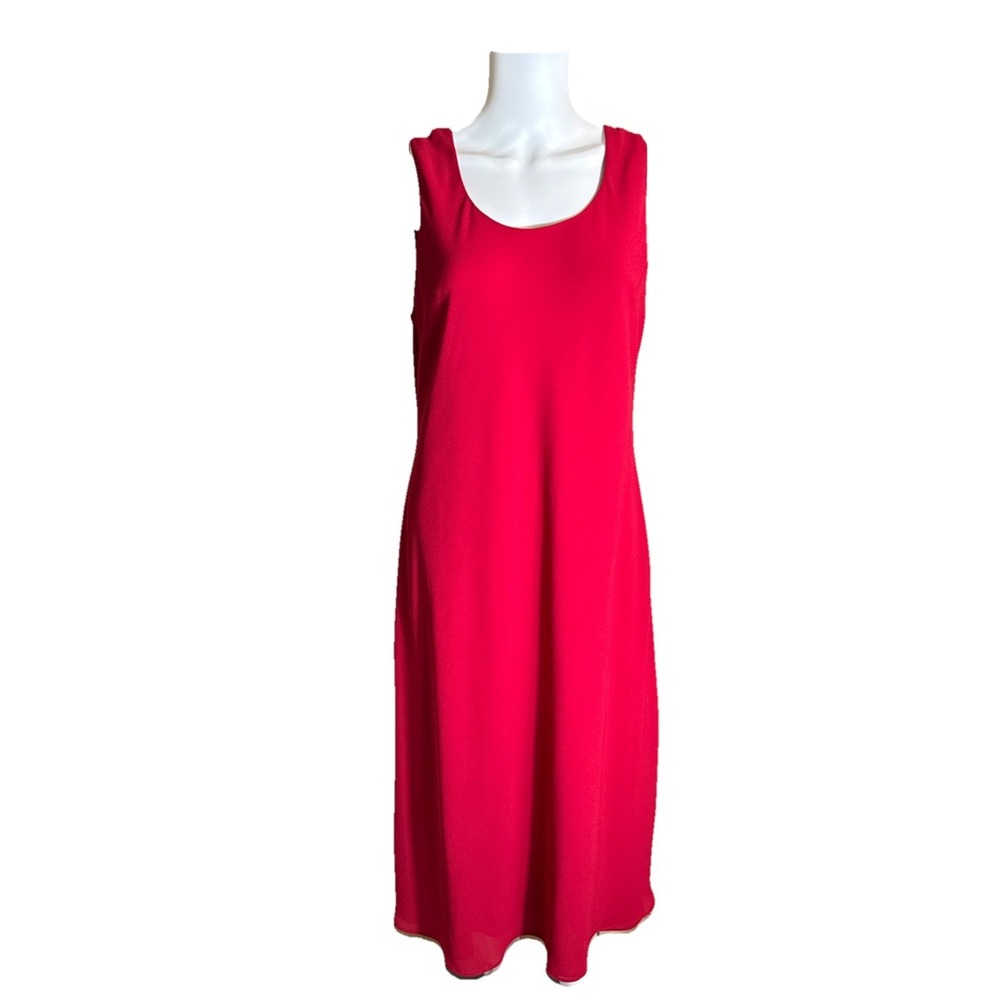 Studio‎ I Womens Red Sleeveless Scoop Neck Midi Dress Size 14 With Original Tags